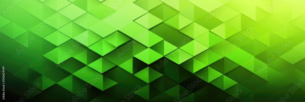 Poster abstract geometric pattern of interlocking triangles in shades of green