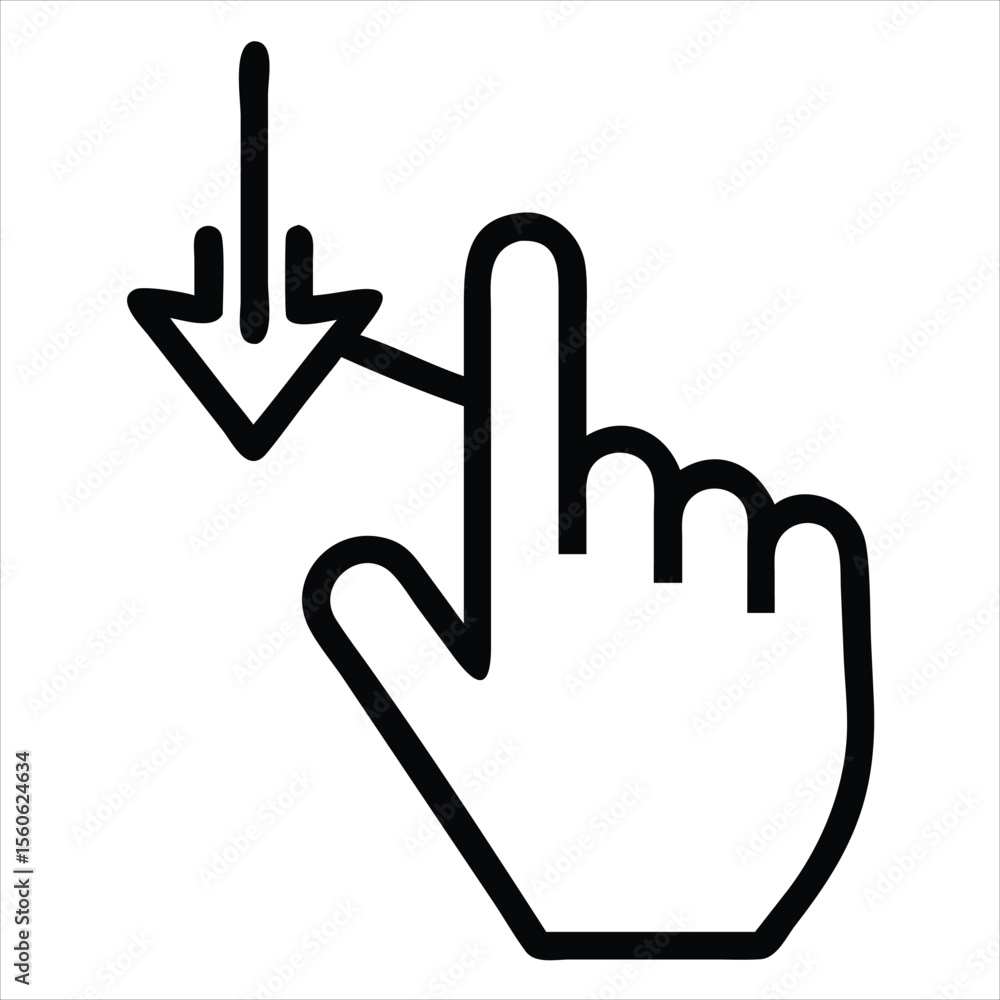 Fototapete Digital cursor arrow pointing with a pixelated hand icon representing a computer click action isolated on white background