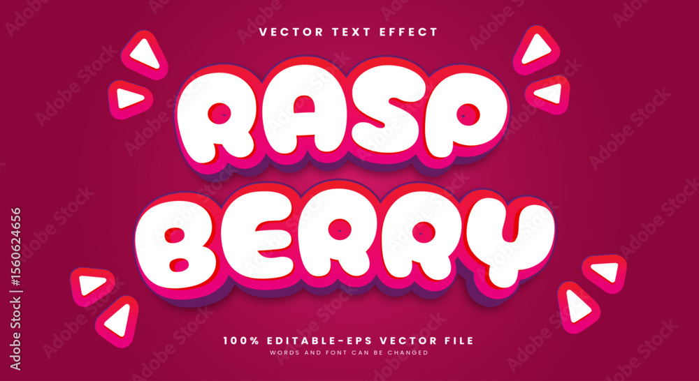 Poster raspberry 3d editable text effect template suitable for cute style