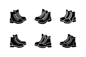 hiking boots icon silhouette vector illustration