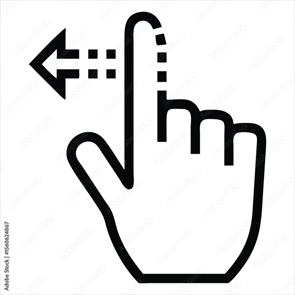 Fototapete Digital cursor hand pointing with a pixelated arrow symbolizing online interaction and user interface actions isolated on white background