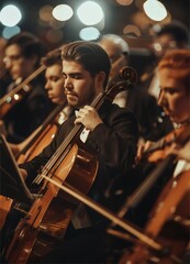 Fototapeta premium On the symphony stage, the lighting is dreamlike and ethereal