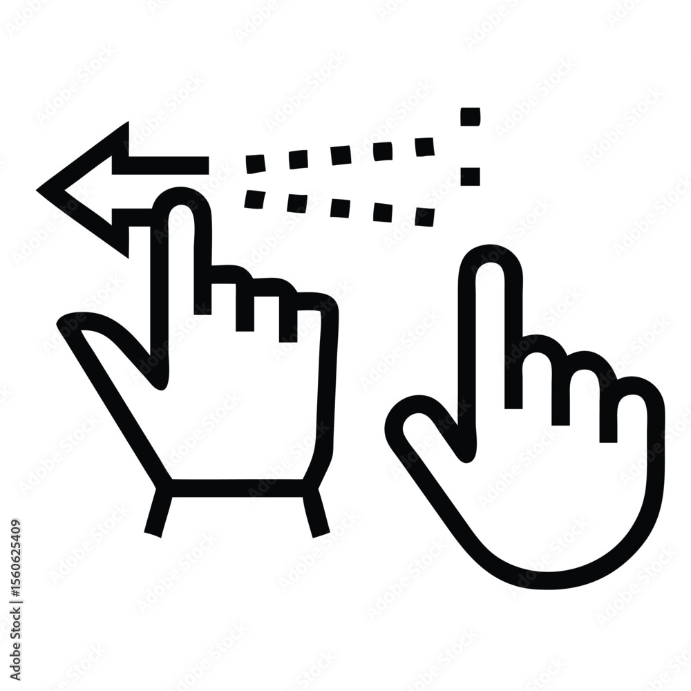 Fototapete Digital hand pointing with a computer mouse click arrow symbolizing online interaction and navigation isolated on white background