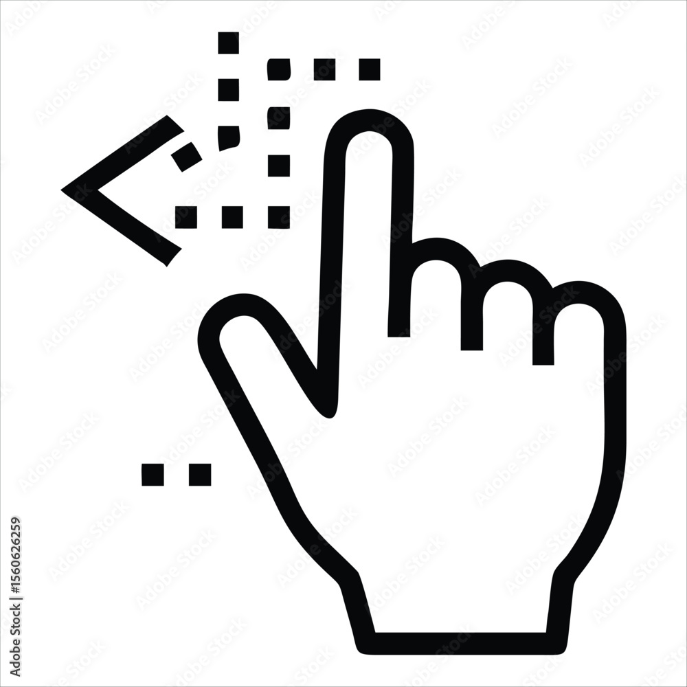 Fototapete Digital hand cursor pointing with a mouse click arrow representing online interaction and computer control isolated on white background