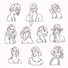 Beauty Women Line Art Collection