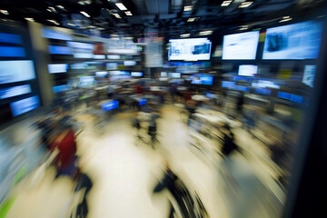 Dynamic workspace of a bustling journalistic hub Generative AI