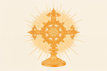 Fototapeta premium Ornate Golden Monstrance with Rays of Light