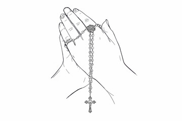 Hands Holding a Rosary with Cross