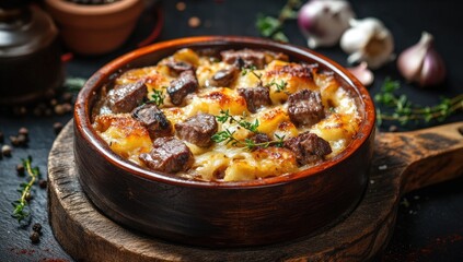 Hearty, cheesy pasta bake with browned beef