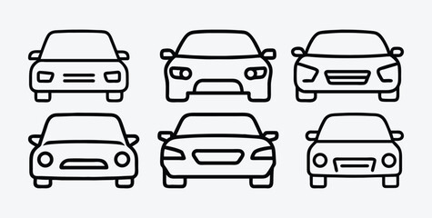Various car icons isolated on white background