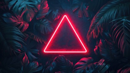 Neon triangle framed by tropical foliage