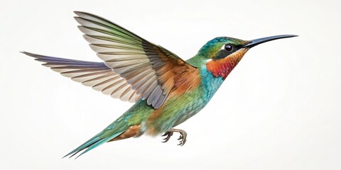 Obraz premium Vibrant Hummingbird in Flight Detailed Digital Painting, Bird Art, Avian Beauty, Hummingbird Illustration Hummingbird, Digital Art