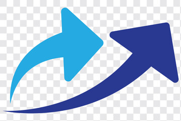 Sharp curved arrow icon. Black rounded arrow. Direction pointer pointing up