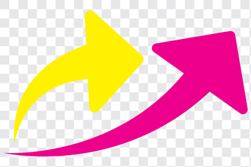 Sharp curved arrow icon. Black rounded arrow. Direction pointer pointing up