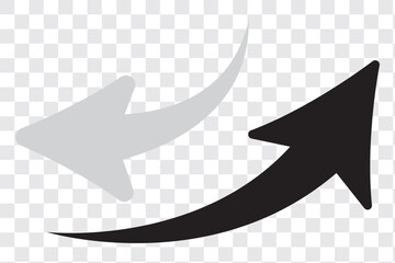 Sharp curved arrow icon. Black rounded arrow. Direction pointer pointing up