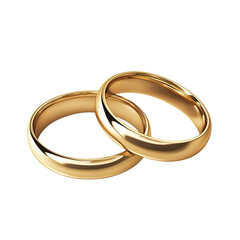 Dual Gold Wedding Rings isolated on transparent background