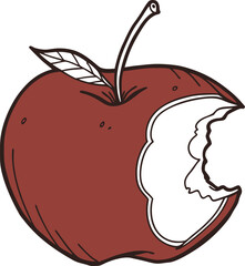 A fresh, red apple with a green leaf and a tiny worm, a vibrant illustration symbolizing nature's organic and healthy fruit