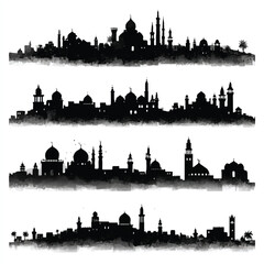 Fototapeta premium bethlehem city silhouette set, Black & White silhouette set 