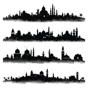 bethlehem city silhouette set, Black & White silhouette set 