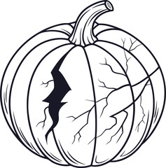 Orange autumn pumpkin vector illustration with leaves on a white background