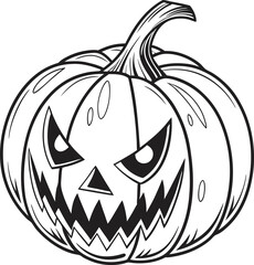 Spooky carved Halloween pumpkin isolated on white