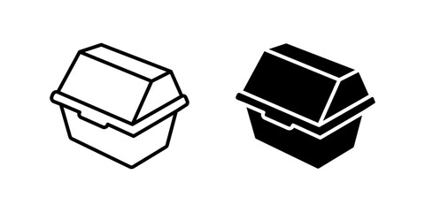 Eco-friendly compostable food container icon set for sustainability, organic food, and environmental themes. Perfect for restaurants and green living.