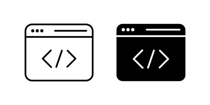 Abstract code programming icon set for software development, coding, and technology. Ideal for IT, web development, and digital concepts.