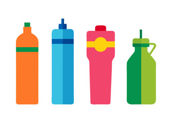 Colorful Bottles in a Row Orange Blue Pink and Green on Black Background