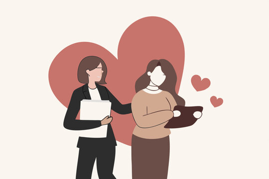 Compassion, support or help other who facing difficulty, empathy or sympathy, kindness or love to take care, heal feeling or giving care concept, young woman giving compassion to help colleagues.