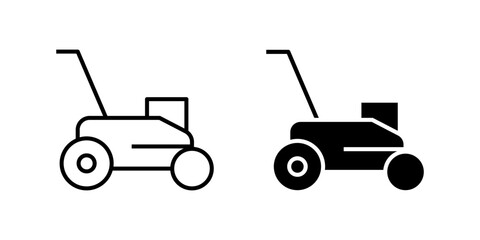 Classic lawn mower icon set for gardening, landscaping, and lawn care. Perfect for outdoor maintenance and home improvement themes.