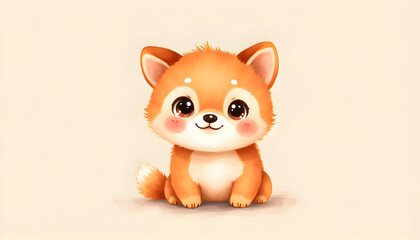 Fototapeta premium Adorable Orange Puppy Illustration Cute Cartoon Dog Digital Art