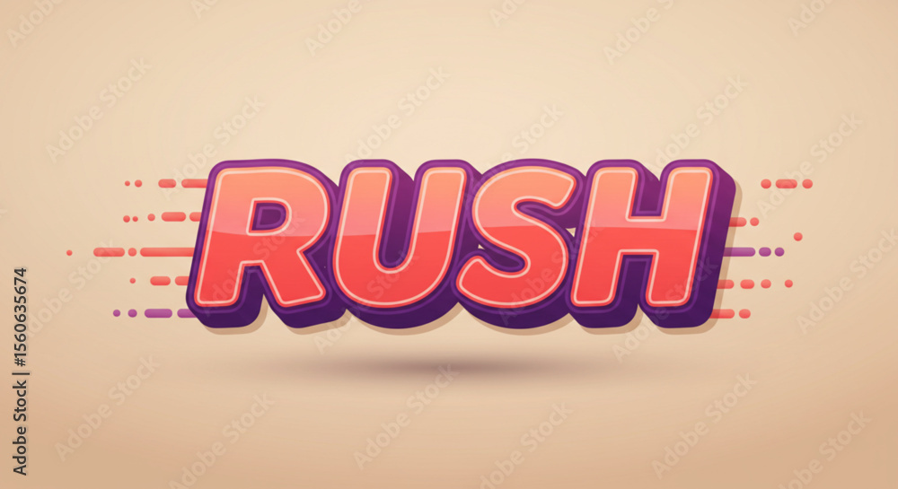 Poster dynamic rush text effect bold, 3d style for design projects