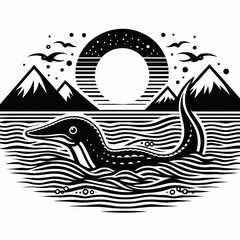 Plesiosaurus Swimming Gracefully in the Prehistoric Ocean