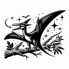 Pteranodon Landing Gracefully on a Prehistoric Branch © Samra