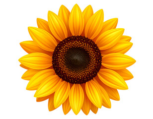 Fototapeta premium Sunflower head, isolated transparent background.