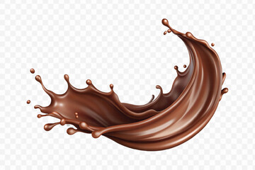 realistic 3d smooth liquid chocolate and milk splashes in different style isolated on transparent background	
