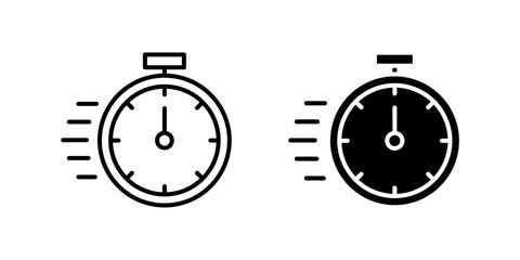 Classic stopwatch icon set representing time measurement, speed, and precision. Ideal for sports, racing, and tracking activities.