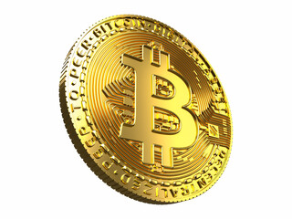 黄金に輝くビットコインの３Dイラスト