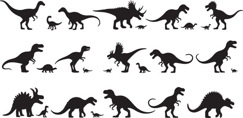Vector illustration set of running horse silhouettes