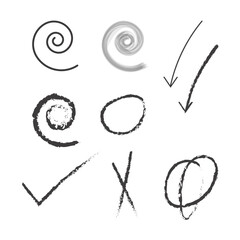 A diverse set of abstract graphic elements 