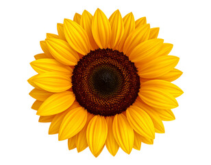 Fototapeta premium Sunflower head, isolated transparent background.
