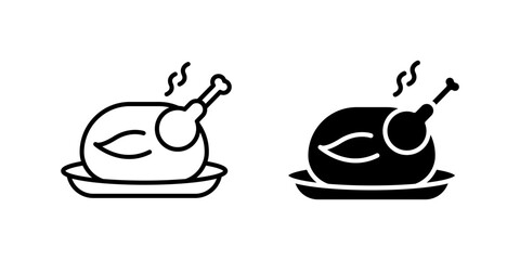 Classic roasted poultry icon set representing cooked chicken, festive meals, and delicious food. Perfect for culinary, restaurant, and family dining themes.