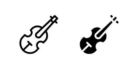 Elegant violin music instrument icon set for classical music, orchestras, and artistic performance. Great for education, arts, and sound themes.