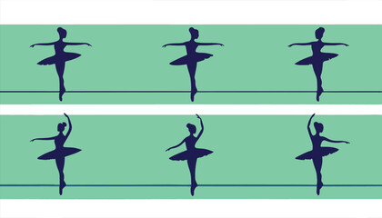 Graceful ballet dancer silhouettes and dynamic sport player illustrations capture the action of competition