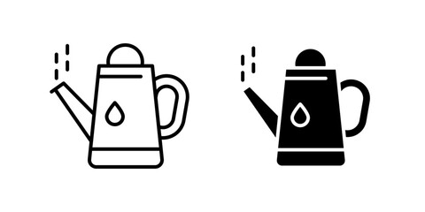 Traditional watering can icon set for gardening, plant care, and outdoor tasks. Useful for horticulture, agriculture, and nature themes.