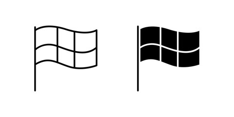 Dynamic wavy flag icon set representing motion, direction, and wind. Useful for signals, symbols, and national themes.