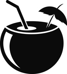 Coconut Drink Can Silhouette Vector Illustration