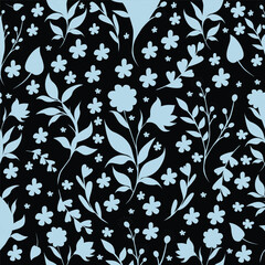 Flowers Seamless Pattern with Natural Elements