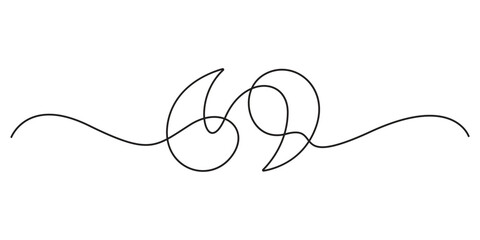 Obraz premium One continuous line drawing quote mark. Vector illustration