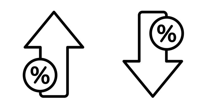 increasing and decreasing percent &ndash; vector icon set illustration